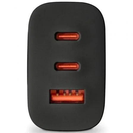 NGS BUD65W Cargador de Pared GaN 65W con 2 USB-C y 1 USB-A, Negro